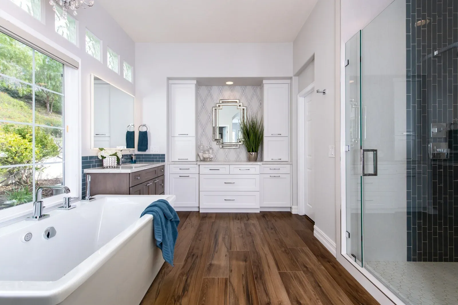 Luxury vinyl flooringin Rancho Santa Margarita master bathroom renovation